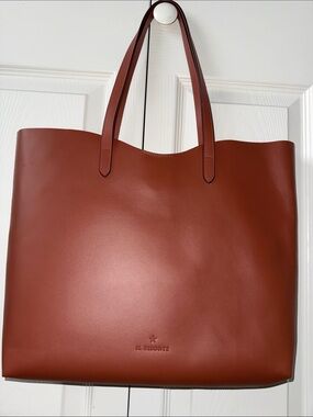 Large Leather Tote in Chestnut Brown